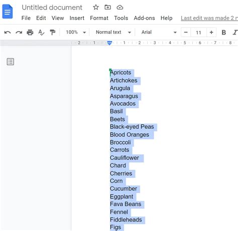 how to sort alphabetically in google docs - google docs alphabetical order